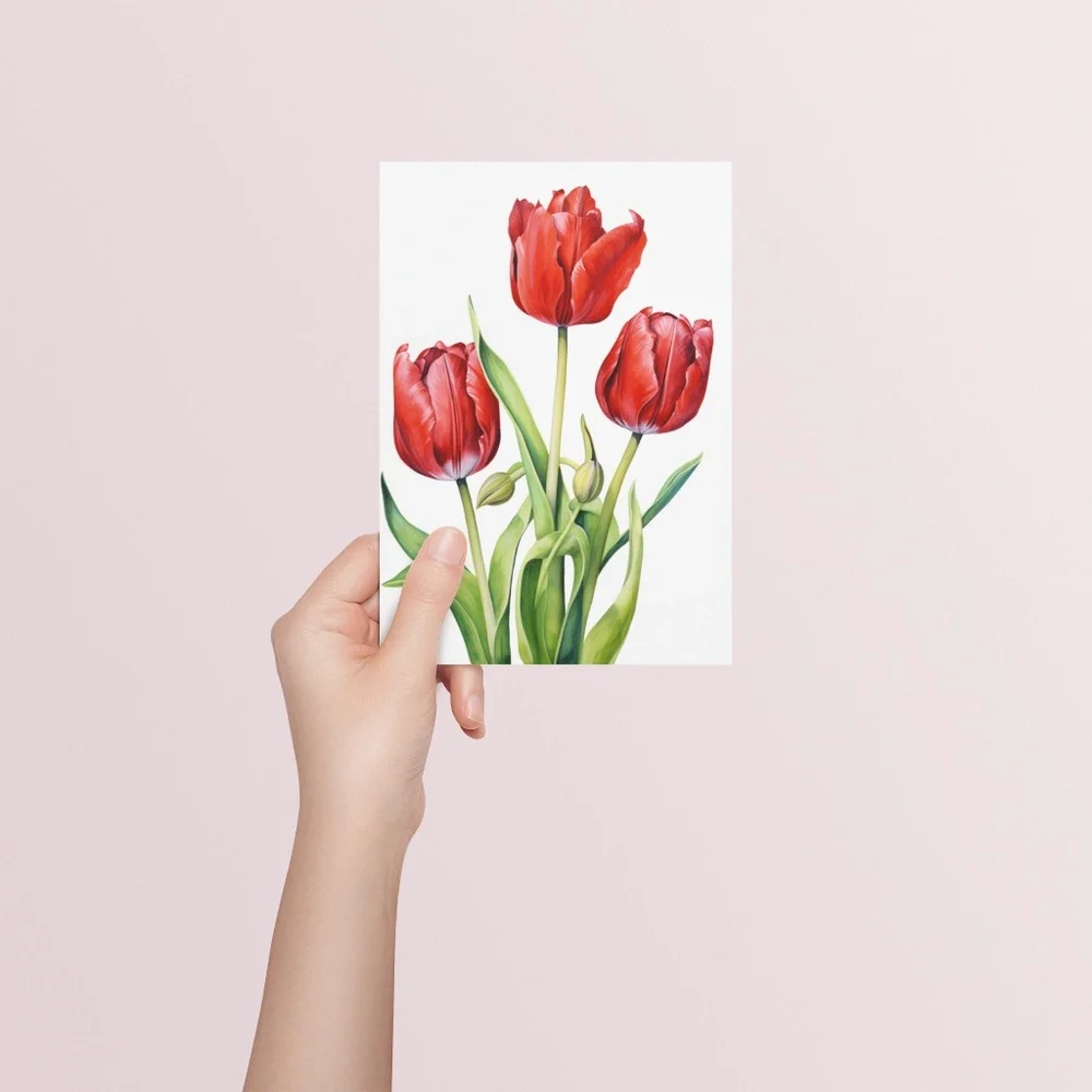 Watercolor Tulips Wall Art Illustration Print Poster Unframed - Picture 5 of 5